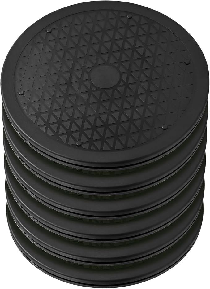 Lazy Susan Turntable 6 Pack 12 Inch Black, Plastic Turntable Organizer, Lazy Susan Organizer for Cabinet Pantry Fridge Kitchen Countertop