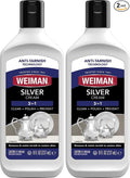 Weiman Silver Cream Cleaner 3-in-1, Anti-Tarnish Technology, Safely Clean, Polish, Shine & Restore, Removes & Prevent Tarnish, 8 Oz (Pack of 2)