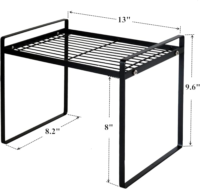 Cabinet Shelf, 13" Kitchen Counter Shelf, Metal Wire Stackable Cupboard Spice Rack, Space Saving Countertop Orgainzer and Storage Rack Shelves for Kitchen Pantry Bathroom