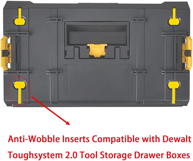 8 PCS Anti-Wobble Inserts Compatible with Dewalt Toughsystem 2.0 Tool Storage Drawer Boxes, Accessories Compatible for Dewalt Toughsystem 2.0 (Yellow)