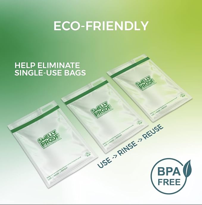 Reusable Food Storage Bags Designed & MFG by Smelly Proof, USA MADE, Dishwasher-Safe, Easy-To-Clean, NO PEVA & BPA FREE, Clear FLAT Large 3-mil Thick, 8.5" x 10", Quart Size Bags, 15-Bags