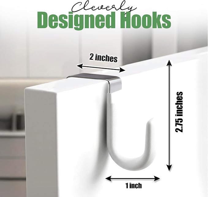 Evelots Over The Door Hooks - 2 Pack - Hangers for Clothes, Towel, Coats, Hats, Handbags - Made of Rubber Coated Steel - Closet, Bathroom, Office