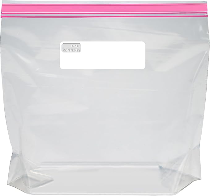 Amazon Basics Reclosable Gallon Food Storage Bags with Double Zipper Seal, Stand and Fill Base, BPA Free, 120 Count