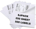 SJPACK Half Page Self Adhesive Shipping Labels, 8.5" x 5.5" Shipping Labels Compatible Laser & Inkjet Printer 2 Label Per Sheet (250 sheets-500 Label)