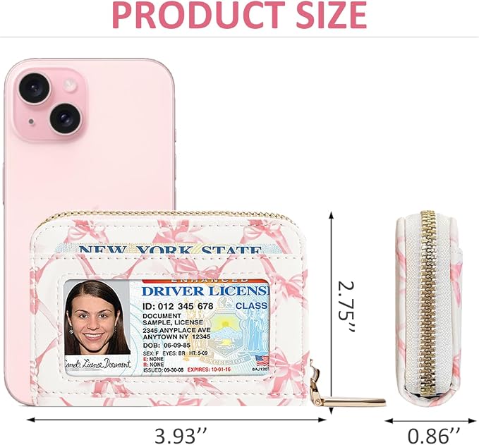Sunwel Fashion Credit Card Holder for Women Small Accordion Card Cases with ID Window (BALLET BOW)