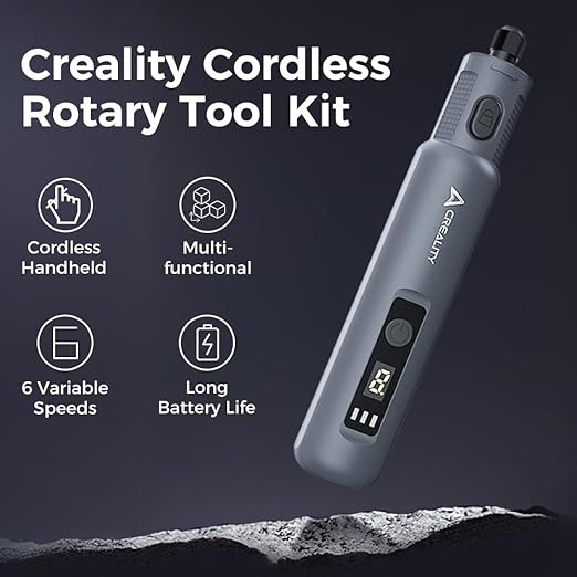 Creality Cordkess Rotary Tool, 6-Speed Mini Rotary Tool Kit with 24 Accessories, Multi-Purpose 3.7V Rechargeable Power Rotary Tool for Sanding, Polishing, Drilling, Engraving, DIY Crafts