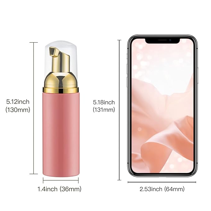Travel Foam Pump Bottle - 2oz Small Size Foaming Hand Soap Dispenser - Mini Portable Mousse Lash Shampoo Kit Container for Hair - Empty Leak Proof Plastic Gold &Black,White,Pink Foamer 3Pack