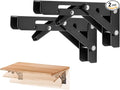 Ravinte Matte Black Folding Shelf Brackets, 6 Inch, 2 Pack | Collapsible Bracket Design, Table And Bench Support, Space-Saving Shelf Setup, For Worktops, Laundry Rooms, Garage Projects