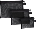 3 Pcs Mesh Zipper Pouch Makeup Bags Set, Portable Mesh Cosmetic Bag Travel Toiletry Storage Bags Pencil Purse Organizer Pouches for Home Office Daily or Traveling Accessories Keep Small Items( Black)