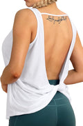 icyzone Women's Open Back High Neck Workout Athletic Gym Tank Tops