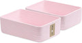 MiniArk Large Shallow Organizing Baskets 15x11x5.1 Inches - Rope Woven Storage Bins for Bathroom, Shelves, Cube Closet, Light Pink 2 Packs