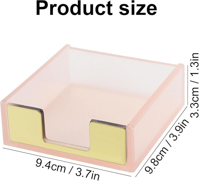 MultiBey Sticky Notes Memo Pad Holder Dispenser Rose Gold with Pink Desk Supplies Organizer Accessories for Office Home Schools (Pink) | Rose Gold with Pink Desk Supplies Organizer Accessories for Office Home Schools (Pink)