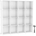 Neprock 16 Cubby Storage Organizer, Closet Clothes Storage Organizer, Cube Shelves Closet Organizers and Storage Shelves for Clothing Storage with Hammer, Bookshelf for Kids (White)