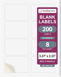 NextDayLabels 3.38x2.33 Inch Rectangle Stickers White Blank Labels for Laser Inkjet Printer - 8 Per Sheet Self-Adhesive Shipping Address Mailing Made in USA - 200 Labels