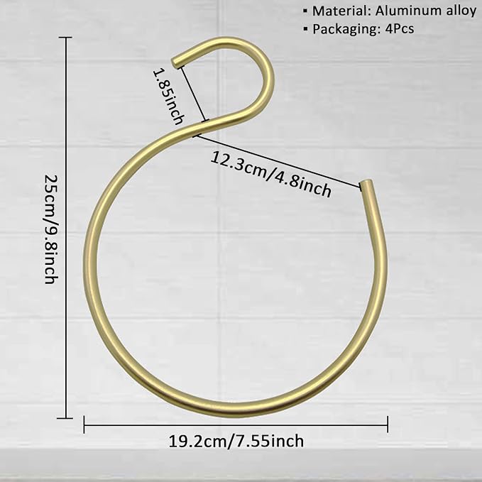 4Pcs Scarf Hanger Gold,Scarf Ring Hangers,Multi-Purpose Circle Storage Hook,for Baseball Caps,Belt,Ties,Belts,Scarves,Shawls
