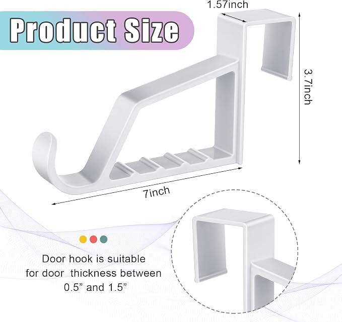 Maitys Space Saving Plastic Over Door Hooks Door Hanger Hooks Multi Hanging Storage Organizers Door Hangers Door Towel Hooks for Coats, Towels, Bags, Hats, Scarves Home Accessories(White, 8 Pieces)