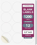 NextDayLabels 2.5 Inch Round Circle Stickers White Blank Labels for Laser Inkjet Printer - 12 Per Sheet Self-Adhesive Product Packaging Logo Made in USA - 1200 Labels