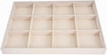 Large Velvet Jewelry Tray, Drawer Organizer for Jewelry in Dresser, Stackable Jewelry Drawer Organizer Inserts for Earring Necklace Bracelet Rings(Beige,12grid)
