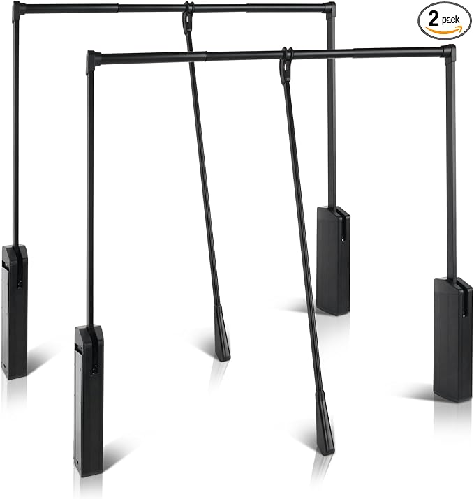 Pull Down Closet Rod 2 Pack, Adjustable 26''-35'' Wardrobe Lift Rail Rod | Side Mounted Two-way Buffering Closet Poles for Hanging Clothes, Heavy Duty Pull Down Clothes Rack, 33 lbs Load Capacity