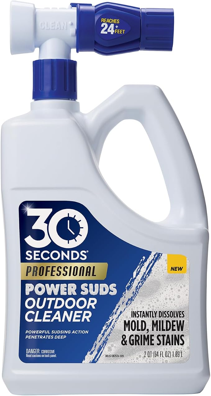 30 SECONDS Pro Power Suds Mold Pro Mold and Mildew Stain Remover | Scrub Free | Brighter Results Instantly | Ready To Use | 64 fl. oz. Hose End Sprayer