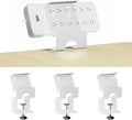 Power Strip Holder (4 Pack), No-Drill Clamp Mount for Power Strip, Under Desk Power Strip Holder, Fits 2"-4" Surge Protectors, for Desk Edge 0.2-2.56" (White)