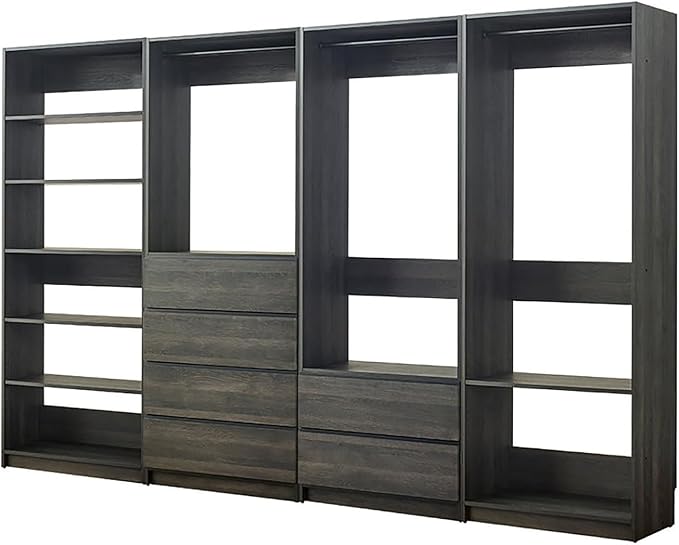 Maykoosh Closet System Organizer - Customizable Walk-in Wardrobe Storage Black/Model ECDA 4 Closet