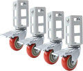 4PCS Storage Rack Caster Wheels,3" Heavy Duty Casters with Brake,Ball Bearing,Storage Shelf Accessories Fit for Boltless Self Locking Shelving Racks,500LB Max Total Capacity(Red)