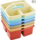 ALINK Plastic Classroom Caddy Organizer with Handle, 6-Pack 4 Compartments | Teacher Supply Storage Caddy for Classroom, Table, Desk, Office, Art Crafts - Macaroon