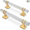 30 Pack 3-3/4 Inch Cabinet Pulls Brushed Nickel and Gold Cabinet Handles, Silver and Gold Dresser Drawer Pulls Brushed Nickel Kitchen Hardware