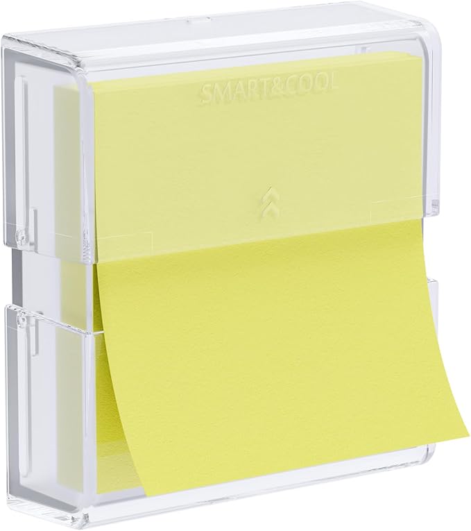 SMART&COOL Magnetic Pop-Up Note Dispenser for 3 x 3 in Accordion-Style Sticky Notes, Sticky Note Holder for Fridge, File Cabnets or Office Supplies, 1Pack, Clear (Notes Not Included)