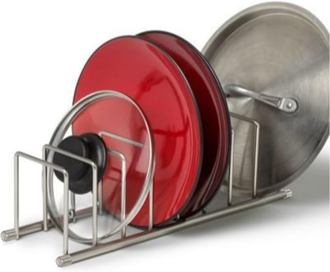 FitWell Kitchen Bakeware Organizer,Plate Racks,Rack for Plastic Lids,Cutting Boards,Cookie Sheets,Pots & Pans Holder,Compact Kitchen Storage,Cabinet Organizer