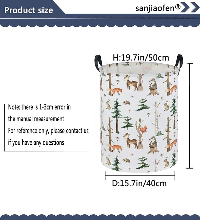 Kids Laundry Hamper,Animal Laundry Basket Collapsible Woodland Storage Baskets for Home Decor,Office,Home Organizer,(Woodland animal