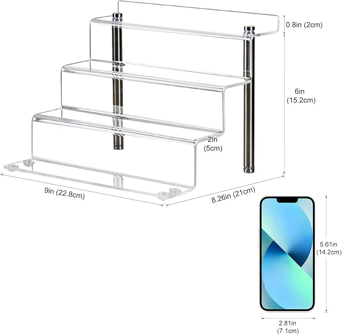 9 x 6 in Acrylic Display Risers Shelf for Pops Figures, Clear 4-Step Display Stand for Display Or Collection (small-2pack)