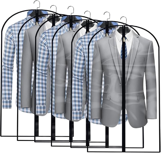 Clear Garment Bags for Hanging Clothes Travel (Set of 6) Suit Bags for Closet Storage Clothes Storage Bags Closet Cover for Open Closet with Zipper for Coats, Jackets, Shirts