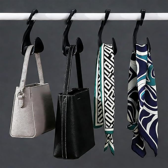 10 Pcs Purse Hanger Hook Purse Organizer Insert Hanger Holder Handbags Backpacks Arch Hook for Closet Home Storage(Black)