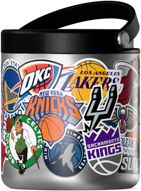 Hydrapeak NBA Officially Licensed All-Team Logo Sticker Print 25oz Stainless Steel Vacuum Insulated Food Jar with Handle, Wide Mouth Leak-Proof Soup Container for Adults, 10 Hours Hot & 16 Hours Cold
