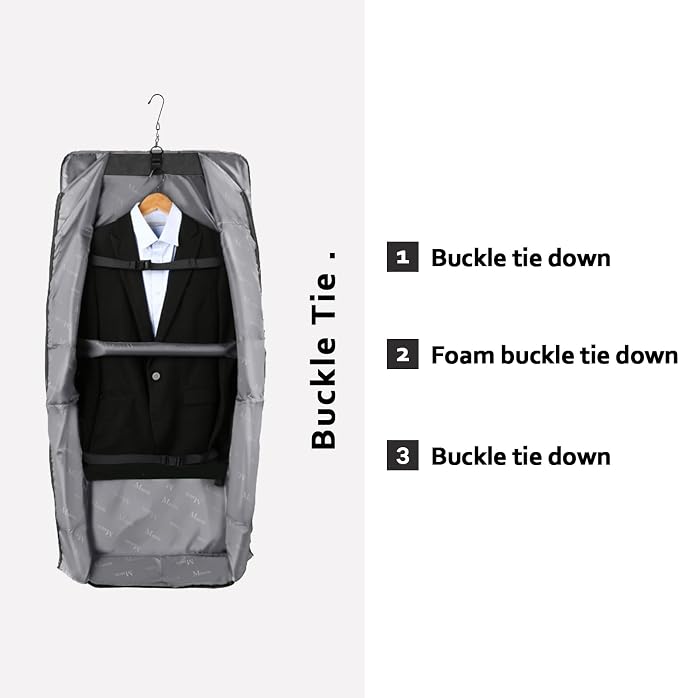 MATEIN Garment Bags for Hanging Clothes, Large Travel Suit Bag with Strap | Foldable Luggage Bag, Wrinkle-Free, Clothing Suitcase, For Traveling Business Trips, For Men Women, Dark Grey