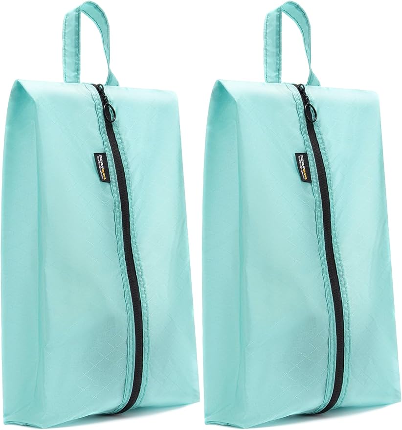 2 Pack Shoe Bags for Travel, Water-Resistant Organizers, Cyan | 100D Composite Nylon, Translucent Design, Large Capacity, Odor and Dust Protection For Gym, Soccer, Golf, Tennis, Baseball