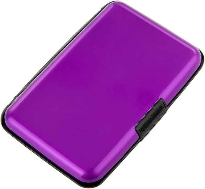 Credit Card Holder, RFID Blocking Metal Card Wallet for Women Men Slim ID Card Holders Protector Aluminum Business Hard Case (Purple)