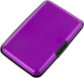 Credit Card Holder, RFID Blocking Metal Card Wallet for Women Men Slim ID Card Holders Protector Aluminum Business Hard Case (Purple)