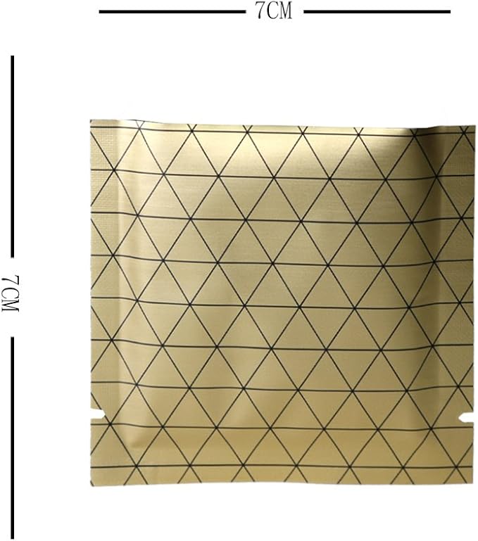 100 PCS 4 Mil Thick Open Top Heat Seal Bags, PET+AL+PE Mylar Bags with Easy Tear Notch, Resealable Heat Sealable Pouch for Food Storage, Packaging, Not Vacuum Bags (Gold, 7 * 7CM/2.8"*2.8")