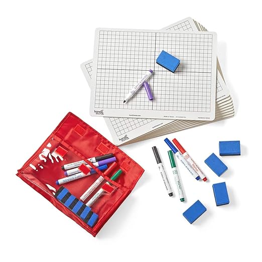 hand2mind XY Coordinate Grid White Boards for Students, Grid Board for Graphing, Dry Erase Boards, Portable Whiteboard, School Supplies, Classroom Supplies (Pack of 30)