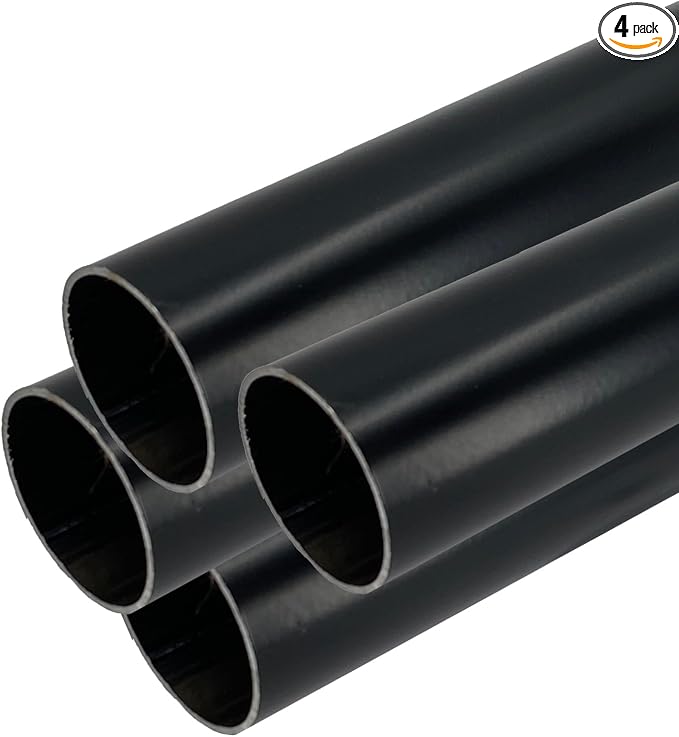 72" HEAVY DUTY Round Closet Rod | 32mm Diameter | Black Clothes Pole | 4 Pack