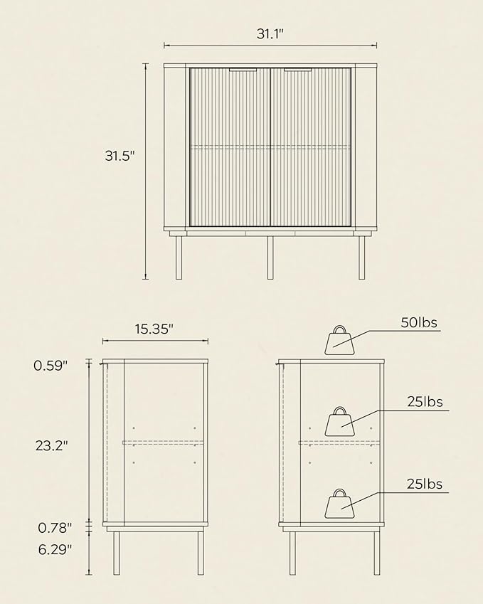 Modern Corner Cabinet, Fluted Wood Floor Storage Cabinet with Adjustable Shelf, Freestanding Narrow Organizer for Living Room Kitchen, Light Oak