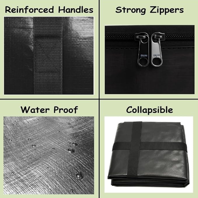 XL Moving Bag – 27"×14"×15.5" (25.4 Gal) Heavy-Duty Collapsible Storage Tote Zipper Lid & Tag Pocket — 2-Pack for Moving, College/Dorm