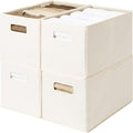 StorageWorks Fabric Storage Bins for Shelves, Closet Organizers and Storage Baskets, Collapsible Storage Bins with Cutout Handles, Medium, 4-Pack, Ivory