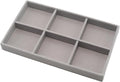 Velvet Jewelry Organizer Trays Gray Stackable Jewelry Storage Display Tray with Removable Dividers, 6 Grids