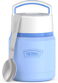 THERMOS ICON Stainless Steel Food Jar with Spoon, 12 Ounce, Light Blue