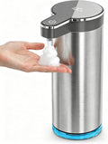 Automatic Foaming Soap Dispenser, Touchless Rechargeable Soap Dispenser for Kitchen & Bathroom, Stainless Steel, 4 Adjustable Foam Levels, USB-C, Waterproof, 12oz/350ml