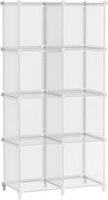 AWTATOS 8 Cube Storage Organizer, Closet Organizer Storage Shelf, Clear | DIY Stackable Storage Cubes Shelves for Closet, Bookcase Bookshelf, Plastic Shelving for Bedroom, Home Office